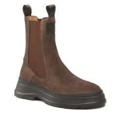 Sztyblety Gant. Brązowe botki Gant, bez wzorów, bez obcasa, na płaskiej podeszwie, bez zapięcia. Za 439.99 zł.