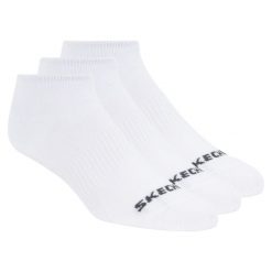 Skarpetki sportowe dla dorosłych 3pk Unisex Non Terry No Show. Białe skarpetki Skechers, bez wzorów, z bawełny. Za 39.99 zł.