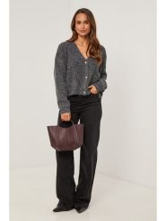 Soft Cashmere Kardigan w kolorze ciemnoszarym rozmiar: 34/36. Szare swetry Soft Cashmere, bez wzorów, prążkowane, klasyczne, bez ramiączek. Za 152.62 zł.