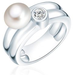 Valero Pearls Ring Sterling Silber Süßwasser-Zuchtperle weiß Zirkonia weiß Pierścionki 1 ct Damski. Białe pierścionki Valero Pearls, z cyrkonią, srebrne. Za 419.99 zł.