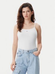 Tommy Jeans Top Essential DW0DW20675 Écru Slim Fit. Topy Tommy Jeans, xl, bez wzorów, z bawełny, bez kołnierzyka, bez ramiączek. Za 79.99 zł.