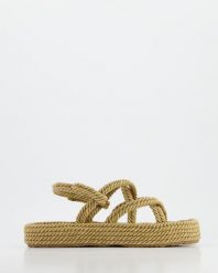 SANDAŁY ZE SZNURKA 214 ROPE GOLD. Sandały Venezia, bez wzorów, bez obcasa, bez zapięcia. Za 159.00 zł.