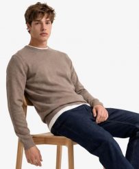 Superdry Essentials Cotton Jumper – Sweter z organicznej bawełny, krój relaxed. Brązowe swetry Superdry, xl, bez wzorów, z bawełny, bez ramiączek. Za 320.05 zł.