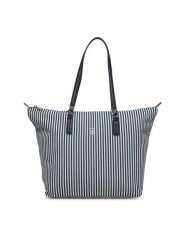 Tommy Hilfiger Torebka Poppy Summer Tote AW0AW17203 Granatowy. Niebieskie shopper bag Tommy Hilfiger, bez wzorów, z materiału, bez dodatków. Za 259.99 zł.