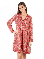 Isla Bonita by SIGRIS Sukienka w kolorze czerwonym rozmiar: XL. Czerwone sukienki Isla Bonita by SIGRIS, na co dzień, xl, bez wzorów, z bawełny, bez kołnierzyka, bez ramiączek, midi, kopertowe. Za 127.65 zł.