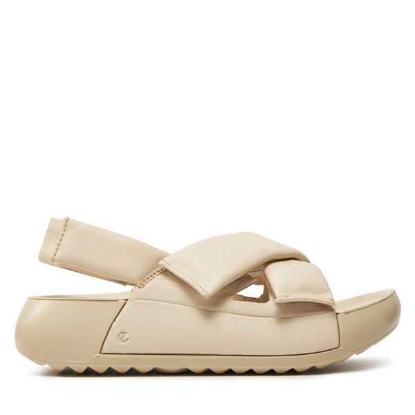 Sandały ECCO. Brązowe sandały ECCO, bez wzorów, bez obcasa, na płaskiej podeszwie, bez zapięcia. Za 539.99 zł.