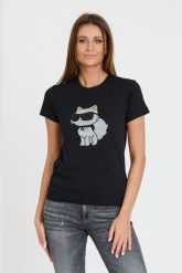 KARL LAGERFELD Czarny t-shirt Ikonik 2.0. Czarne t-shirty KARL LAGERFELD, xs, bez wzorów, bez kołnierzyka, bez ramiączek. W wyprzedaży za 217.99 zł.