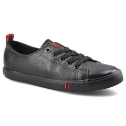 Czarne Trampki Big Star Damskie Wygodne Obuwie. Czerwone trampki BIG STAR, z aplikacjami, ze skóry ekologicznej, retro, bez zapięcia. Za 95.00 zł.