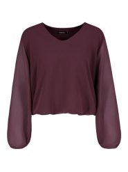 Sublevel Bluzka w kolorze bordowym rozmiar: M. Czerwone bluzki Sublevel, m, bez wzorów, bez kołnierzyka, bez ramiączek. Za 65.54 zł.