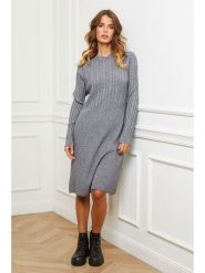 Joséfine Sukienka "Garcy" w kolorze szarym rozmiar: XL. Szare sukienki Joséfine, na co dzień, xl, bez wzorów, bez kołnierzyka, bez ramiączek, midi, proste. Za 208.99 zł.