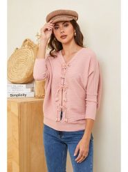 Soft Cashmere Sweter w kolorze jasnoróżowym rozmiar: 38/40. Różowe swetry Soft Cashmere, z aplikacjami, klasyczne, bez ramiączek. Za 133.89 zł.