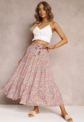 Czerwona Rozkloszowana Spódnica Maxi z Wiskozy z Gumką w Talii Tailana. Czerwone spódnice Renee, na co dzień, m, bez wzorów, z materiału, maxi, proste. W wyprzedaży za 39.99 zł.