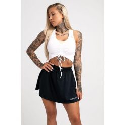 Top fitness damski Gym Glamour ściągany. Białe topy GYM GLAMOUR, m, bez wzorów, glamour, bez kołnierzyka, bez ramiączek. Za 119.99 zł.