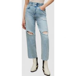 AllSaints jeansy damskie high waist. Niebieskie jeansy AllSaints, bez wzorów, z bawełny, z podwyższonym stanem. Za 659.99 zł.