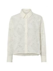 Opus Damska bluzka koszulowa - Fenima Kobiety Sztuczne włókno biały wypukły wzór tkaniny, 34. Białe bluzki Opus, bez wzorów, z tkaniny, bez kołnierzyka, bez ramiączek. Za 449.95 zł.