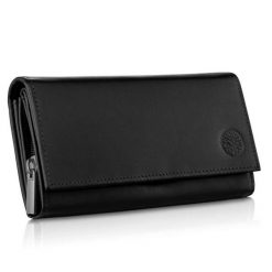 Portfel skórzany BETLEWSKI czarny BPD-NVTC-12 BLACK. Czarne portfele Betlewski, bez wzorów, ze skóry. Za 159.99 zł.