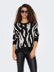 ONLY Sweter w kolorze czarno-szarym rozmiar: L. Czarne swetry ONLY, l, bez wzorów, bez ramiączek. Za 88.02 zł.