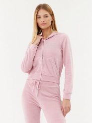 2005 Bluza Velour Zip Hoodie Różowy Regular Fit. Czerwone bluzy 2005, l, bez wzorów, z bawełny, bez ramiączek, bez kaptura. Za 229.99 zł.