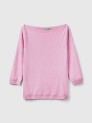 Benetton Sweter w kolorze jasnoróżowym rozmiar: M. Różowe swetry Benetton, m, bez wzorów, z bawełny, bez ramiączek. Za 88.23 zł.