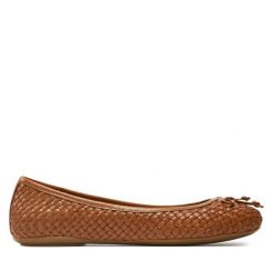 Baleriny Geox. Brązowe baleriny Geox, bez wzorów, bez obcasa, bez zapięcia. Za 279.99 zł.