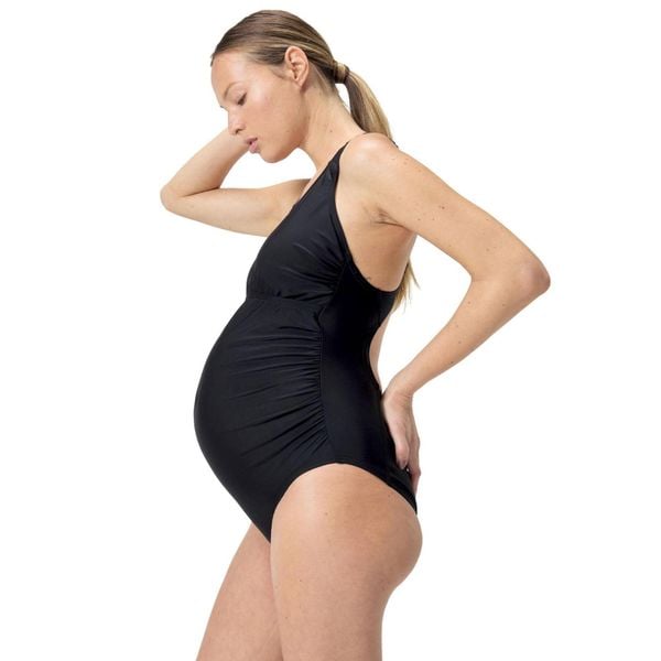 Strój kąpielowy dla kobiet w ciąży na basen Speedo Maternity. Czarne stroje jednoczęściowe Speedo, bez wzorów, sportowe. Za 402.99 zł.