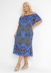 Niebieska Sukienka Hiszpanka z Wiskozy w Fantazyjny Print Aiphone. Niebieskie sukienki Born2be, xl, bez wzorów, z wiskozy, bez kołnierzyka, bez ramiączek, midi. W wyprzedaży za 48.99 zł.