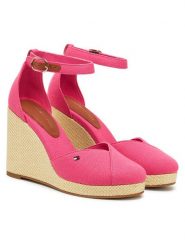 Tommy Hilfiger Półbuty Flag High Wedge Espad Closed Toe FW0FW08494 Różowy. Czerwone półbuty wsuwane Tommy Hilfiger, bez wzorów, z materiału, bez obcasa, na koturnie. Za 299.99 zł.