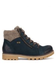 Remonte Botki D7478-14 Niebieski. Niebieskie botki Remonte, bez wzorów, bez obcasa, na płaskiej podeszwie, bez zapięcia. Za 383.00 zł.