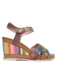 Laura Vita Sandały Balade 33 Niebieski. Niebieskie sandały LAURA VITA, bez wzorów, ze skóry, bez obcasa, na koturnie, bez zapięcia. Za 429.99 zł.