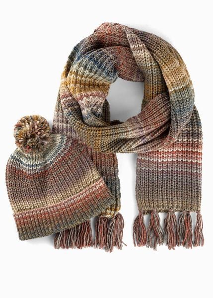 Szal + czapka (2 części). Zielone szaliki i kominy bonprix, bez wzorów. Za 94.99 zł.