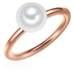 Valero Pearls Srebrny pierścionek srebro wysokiej próby Perła hodowlana słodkowodna różowe złoto Pierścionki 1 ct Damski. Czerwone pierścionki Valero Pearls, z perłą, pozłacane. Za 299.99 zł.