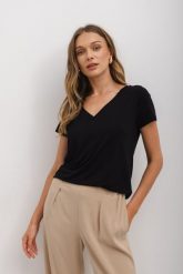 T-SHIRT KLARA MODAL CZARNY S - Flawless. Czarne t-shirty Flawless, s, bez wzorów, z elastanu, klasyczne, bez kołnierzyka, bez ramiączek. Za 219.00 zł.