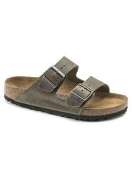 Birkenstock Skórzane klapki "Arizona" w kolorze khaki rozmiar: 46. Brązowe klapki Birkenstock, bez wzorów, klasyczne, z otwartym noskiem, bez obcasa, bez zapięcia. Za 459.04 zł.