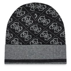 Czapka Guess. Czarne czapki zimowe Guess, z aplikacjami. Za 189.99 zł.