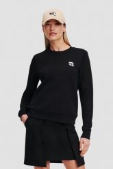 KARL LAGERFELD Czarna damska bluza Ikonik 2.0. Czarne bluzy KARL LAGERFELD, s, bez wzorów, z bawełny, bez kaptura. W wyprzedaży za 417.99 zł.