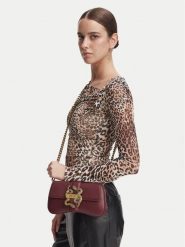 Just Cavalli Torebka Iconic Snakes 81RA4BA7 ZSA89 Czerwony ciemny. Czerwone kopertówki Just Cavalli, bez wzorów, ze skóry, wizytowe, bez dodatków. Za 759.99 zł.