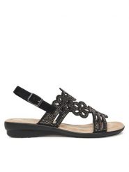 Clara Barson Sandały WSXD015-06 Czarny. Czarne sandały Clara Barson, bez wzorów, z materiału, bez obcasa, na płaskiej podeszwie, bez zapięcia. Za 79.99 zł.