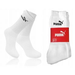 Wysokie skarpetki dla dorosłych Crew. Białe skarpetki Puma, bez wzorów, z bawełny. Za 138.99 zł.