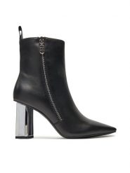KARL LAGERFELD Botki KL33964 Czarny. Czarne botki KARL LAGERFELD, bez wzorów, ze skóry, bez obcasa, na słupku, bez zapięcia. Za 599.99 zł.
