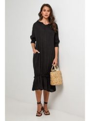 Lin Passion Lniana sukienka w kolorze czarnym rozmiar: 36/38. Czarne sukienki Lin Passion, bez wzorów, ze lnu, klasyczne, bez kołnierzyka, bez ramiączek, midi. Za 148.61 zł.