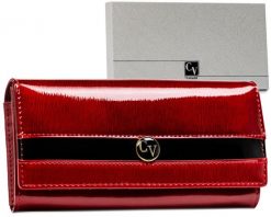 Portfel damski Cavaldi H24-2-SH czerwony. Czerwone portfele 4U Cavaldi, bez wzorów, ze skóry. Za 139.99 zł.