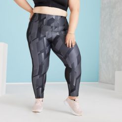 Legginsy fitness damskie Domyos Plus Size. Czarne legginsy DOMYOS, bez wzorów, z elastanu, sportowe. Za 69.99 zł.