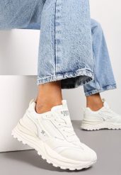 Białe Sneakersy z Ekoskóry ze Sznurowaniem i Ozdobnymi Naszywkami Ocellia. Białe buty sportowe lifestyle Renee, z aplikacjami, z jeansu, sportowe, bez zapięcia. W wyprzedaży za 83.99 zł.