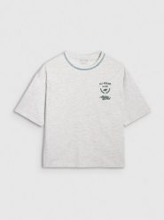 4F T-shirt oversize z nadrukiem damski - szary M. Szare t-shirty sportowe 4f, m, bez wzorów, z bawełny, bez ramiączek. Za 69.99 zł.