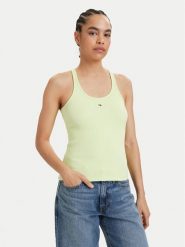 Tommy Jeans Top Racerback DW0DW22264 Zielony jasny Slim Fit. Zielone topy Tommy Jeans, xs, bez wzorów, z bawełny, bez kołnierzyka, bez ramiączek. Za 169.99 zł.