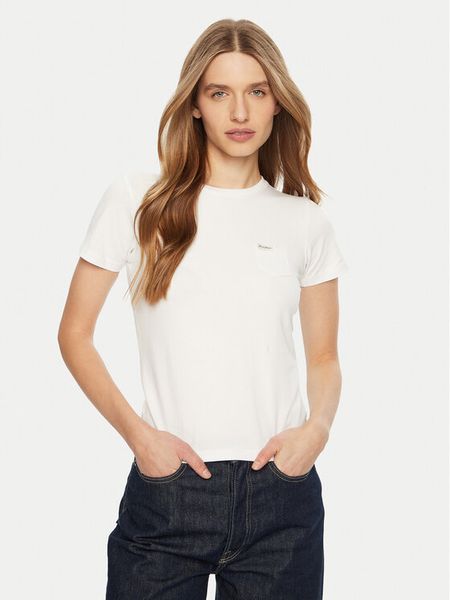Guess Jeans T-Shirt W5RI52 J1314 Biały Regular Fit. Białe t-shirty Guess Jeans, s, z aplikacjami, z bawełny, bez kołnierzyka, bez ramiączek. Za 79.99 zł.