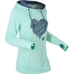 Bluza z nadrukiem, długi rękaw bonprix pastelowy miętowy. Zielone bluzy bonprix, bez wzorów, bez ramiączek, bez kaptura. Za 99.99 zł.
