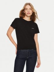 Guess T-Shirt V4BI04 KCBF1 Czarny Slim Fit. Czarne t-shirty Guess, xs, z aplikacjami, z bawełny, bez kołnierzyka, bez ramiączek. Za 109.99 zł.