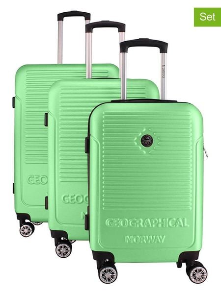 Geographical Norway 3-częściowy zestaw "Santiago" w kolorze zielonym rozmiar: onesize. Zielone walizki Geographical Norway. Za 347.99 zł.