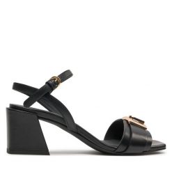 Sandały Furla. Czarne sandały Furla, bez wzorów, bez obcasa, na słupku, bez zapięcia. Za 999.99 zł.